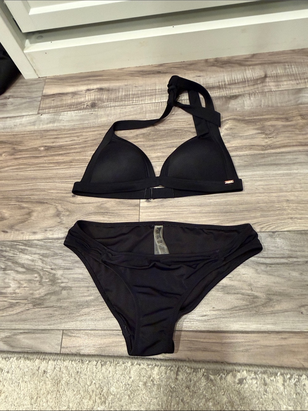PINK Victoria's Secret Black Halter Bikini Set